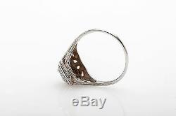 Antique 1920s. 60ct Old Euro VS G Diamond Ruby 18k Gold Filigree Ring