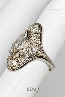 Antique 1920s $8000 2.25ct Marquis Old Euro Diamond Platinum Ring FREE SIZE