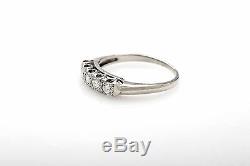 Antique 1930s 1ct Old Euro 5 Stone Diamond 14k White Gold Wedding Band Ring