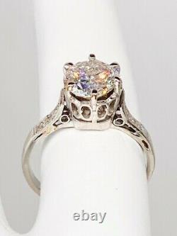Antique 1930s DECO $10,000 1.50ct Old Cut Diamond Platinum Filigree Wedding Ring