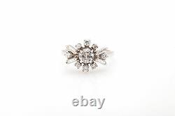 Antique 1940s $7000 2ct Old Euro Baguette Diamond 18k White Gold Cocktail Ring