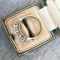Antique 1.80ct Old Mine Cut 5 Stone Diamond Ring 14K White Gold Finish For Women