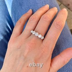Antique 1.80ct Old Mine Cut 5 Stone Diamond Ring 14K White Gold Finish For Women