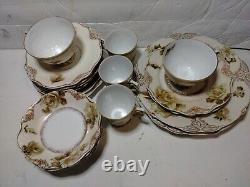 Antique 21 Pieces Old Ivory Set Gold Gild