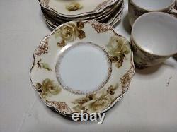 Antique 21 Pieces Old Ivory Set Gold Gild