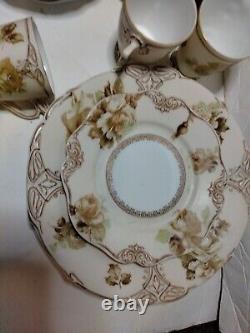 Antique 21 Pieces Old Ivory Set Gold Gild