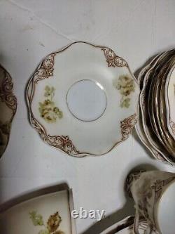 Antique 21 Pieces Old Ivory Set Gold Gild