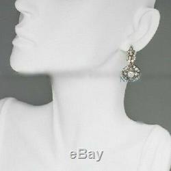 Antique 2Ct Old Cut Diamond Vintage Art Deco Dangle Earrings 14k White Gold Over