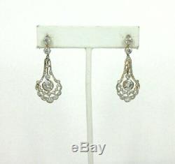 Antique 3.25ct Old Mine Cut Diamond Platinum & 18K Gold Drop Earrings