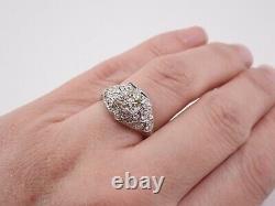 Antique Art Deco 1.55 ct Platinum Diamond Engagement Ring Old Miner Size 6.5