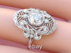 Antique Art Deco Old Mine Diamond Platinum Cocktail Engagement Ring 1930