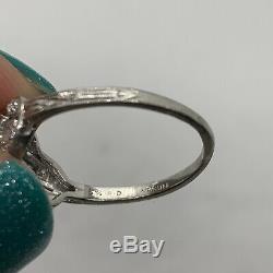 Antique Art Deco platinum diamond ring old European cut