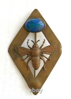 Antique Art Nouveau Scarf/Sash Pin/Brooch Bee/Insect/Fly/Bug Old C Clasp