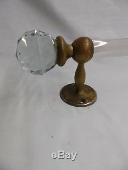 Antique Brass Towel Bar Cut Glass Facet Ball Ends Old Vintage Ronalds 4237-15