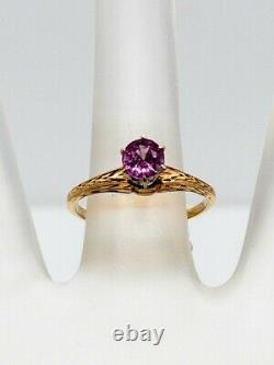 Antique Edwardian 1900s 1ct Old Euro NATURAL Pink Sapphire 14k Yellow Gold Ring