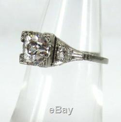 Antique Edwardian 1.21ct Old Mine Cut Diamond & Platinum Engagement Ring Size 6