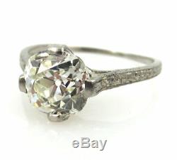 Antique Edwardian 2.50ct Old Mine Cut Diamond Platinum Engagement Ring GIA L-VS2