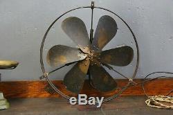 Antique GE General Electric 6 Brass Blade Fan 16 ceiling industrial vintage old