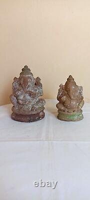 Antique Hindu Lord Ganesha Idol Statue Vintage Old Pottery Terracotta Mud D66