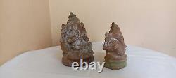 Antique Hindu Lord Ganesha Idol Statue Vintage Old Pottery Terracotta Mud D66