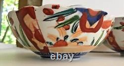 Antique Japanese Imari Old Hand Painted Porcelain Set of Bowls Vibrant c. 1900