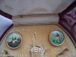 Antique Jewellery football gold buttons old case box vintage Mens Dress Jewelry