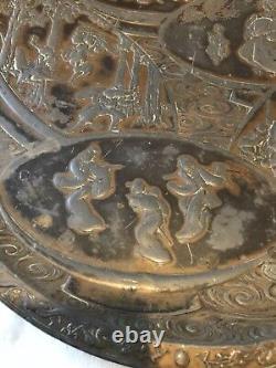 Antique Large Japanese Collections Heavy Plate with stand Rare Vintage Old