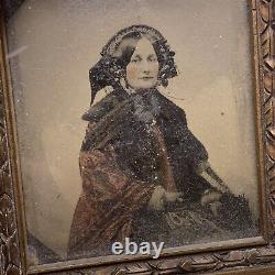 Antique Late 1800s Early 1900s Daguerreotype Tin Ambrotype Old Women Photograph