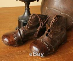 Antique Leather Football Boots. Vintage Old Soccer Cleats. Small Child Size 8