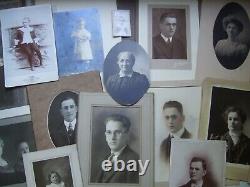 Antique Lot Black & White Cabinet Portrait Photo Craft Photographs Geneology Old