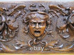 Antique MEDUSA WINGED SERPENTS DRAGONS Decorative Art Hand Carved Wooden Panel
