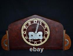 Antique Mantel Clock JUNGHANS Desk Wood Germany Dial Chime Key Rare Old 20th