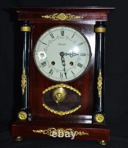 Antique Mantel Clock Vedette Desk Enamel France Dial Bronze Key Rare Old 20th