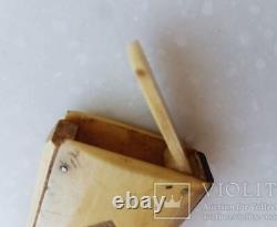 Antique Matchbox Old Germany with Bones Engraved Handmade Rare Old 20th