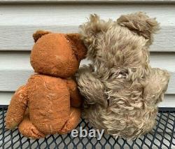 Antique Mohair 2 Teddy Bear Jointed Old Vintage Toy Bear stuffed Animals