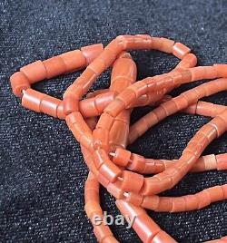 Antique Natural CORAL UNDYED Salmon NECKLACE Vintage Old Beads