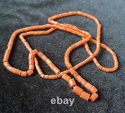 Antique Natural CORAL UNDYED Salmon NECKLACE Vintage Old Beads
