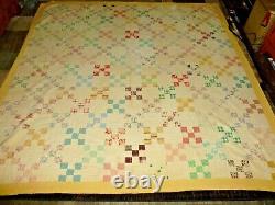 Antique OLD Quilt Cotton All Hand Sewn Stitched 78x80