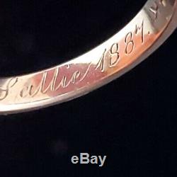 Antique Old European Cut Diamond 14k Yellow Gold Engagement Ring Engraved 1887