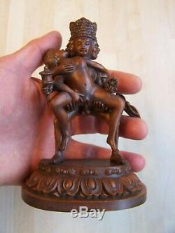 Antique Old Vintage Unusual Carved Wooden Indian Tantric Figure Of God Shiva Vgc