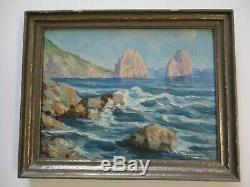 Antique Painting Small Gem Vintage Landscape Seascape Coast Sea Ocean Gianni Old