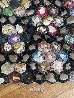 Antique Patchwork Octagon Velvet Silk Placemat With Sewn In Old Letters Paper
