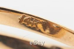 Antique RETRO 1940s 5ct Old Euro White Sapphire 14k Yellow Gold ENAMEL Ring