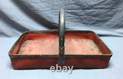 Antique Red Country Berry Basket Carrier Planter Garden Vintage Old 221-23B