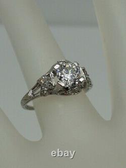 Antique Signed 1920s $10,000 1.50ct Old Euro Diamond Platinum Filigree Ring RARE