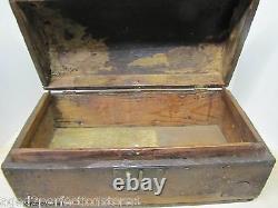 Antique Small Dome Top Trunk Treasure Chest Wooden Document Box old worn patina