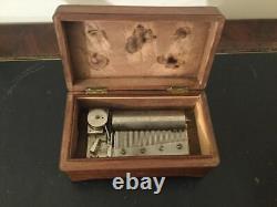 Antique Small Music Box Wood Nineteenth Napoleon 3rd Style Rare Old19th 17x10 Cm