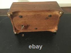 Antique Small Music Box Wood Nineteenth Napoleon 3rd Style Rare Old19th 17x10 Cm