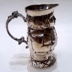Antique Sterling Silver Anthropomorphic Pitcher Jug Handle Engraved Rare Old 19c