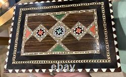 Antique Syrian Box Marquetry Wood Paper Velvet Orientalism Arabic Rare Old 20th